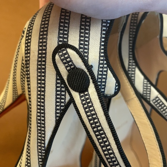 Christian Louboutin Black and White Pinstripe Mary Janes, Size 37 (runs small) - Picture 13 of 15